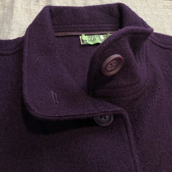 LL Bean PXL Petite XL Jacket unlined Italian boild 100% wool Barn Coat Bellandi - Picture 5 of 12